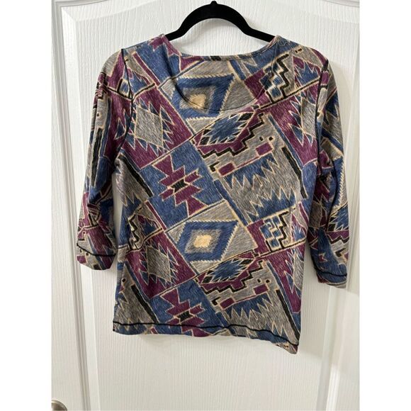 Ralph Lauren 3/4 Sleeve Aztec Print Top - Picture 2 of 3